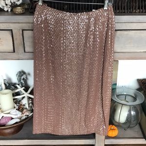 Stunning NEW camel sequin silk lines pencil skirt